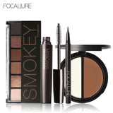 FOCALLURE 6 Warm Nude Paleta de sombras de ojos Black Volume Mascara Eyeliner Pen Doble color Bronceador Resaltador en polvo en polvo
