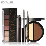 FOCALLURE 6 Warm Nude Paleta de sombras de ojos Black Volume Mascara Eyeliner Pen Doble color Bronceador Resaltador en polvo en polvo