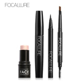 FOCALLURE 4 piezas de maquillaje con pigmento alto, crema, volumen negro, rímel, delineador de ojos, lápiz y ceja