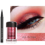 FOCALLURE Makeup Set Polvo de sombra de ojos con delineador de ojos y sombra de sombra de ojos brillante para maquillaje de ojos cosmético