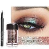 FOCALLURE Makeup Set Polvo de sombra de ojos con delineador de ojos y sombra de sombra de ojos brillante para maquillaje de ojos cosmético