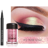 FOCALLURE Makeup Set Polvo de sombra de ojos con delineador de ojos y sombra de sombra de ojos brillante para maquillaje de ojos cosmético