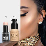 Focallure face Makeup Set Face Foundation base de maquillaje y Bling Barra de resaltado A prueba de agua Silver Shimmer Light Set de cosméticos