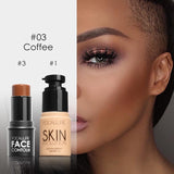 Focallure face Makeup Set Face Foundation base de maquillaje y Bling Barra de resaltado A prueba de agua Silver Shimmer Light Set de cosméticos