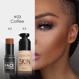 Focallure face Makeup Set Face Foundation base de maquillaje y Bling Barra de resaltado A prueba de agua Silver Shimmer Light Set de cosméticos