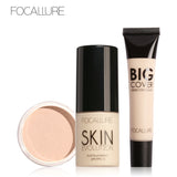 FOCALLURE Set de maquillaje profesional 3 piezas de maquillaje, kit de cosméticos con crema corrector en crema base y polvo en polvo