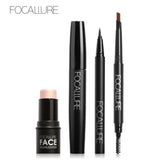 FOCALLURE 4 piezas de maquillaje con pigmento alto, crema, volumen negro, rímel, delineador de ojos, lápiz y ceja
